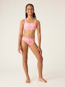 Teens: Teen Swimwear Bikini Brief Light-Moderate Hibiscus Pink Print