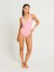 Swimwear Shimmer V Neck One Piece Light-Moderate Peony Pink