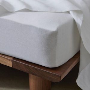 Bed Sheets: Weave Ravello Linen Fitted Sheet | White