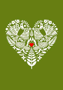 Kereru Heart Moss Card Green