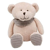 Peachy Teddy bear - with cute tartan scarf and feet