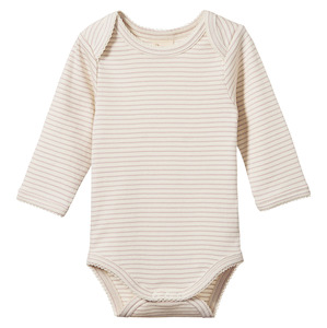 Nature Baby Long Sleeve Bodysuit - Lilac Pinstripe