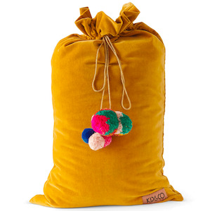 Kip & Co Mustard Velvet Santa Sack One Size