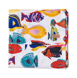 Soft furnishing: Kip & Co Fishy Business Organic Cotton Flat Sheet