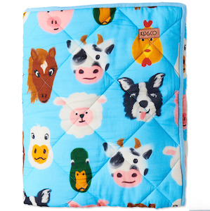 Kip & Co Farm Friends Organic Cotton Quilted Cot Bedspread