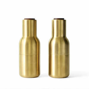 Audo Bottle Grinder - Brushed Brass w. Walnut Lid, 2 Pack