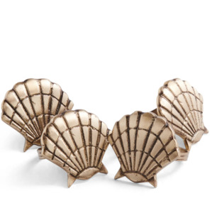 Soft furnishing: Kip & Co Shell Brass 4P Napkin Rings One Size