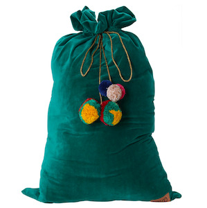 Kip & Co Jade Green Velvet Santa Sack One Size