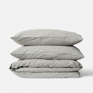 Citta Gingham Organic Duvet Cover Olive