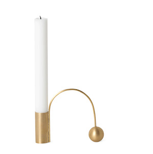 Soft furnishing: Ferm Living Balance Candle Holder - Brass - Green