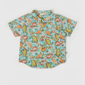 Goldie & Ace Holiday Linen Shirt Dino Jungle