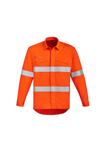 Mens Orange Flame Hi Vis Open Front Shirt - Hoop Taped - ZW145