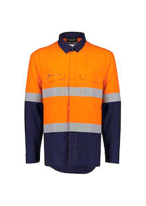 Mens Orange Flame Lightweight Ripstop Spliced Shirt - Hoop Taped - ZW180