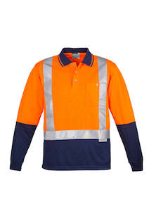 Clothing manufacturing: Mens Hi Vis Spliced Long Sleeve Polo - Shoulder Taped - ZH234