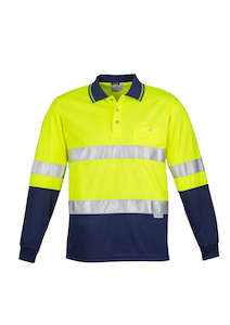 Clothing manufacturing: Mens Hi Vis Spliced Long Sleeve Polo - Hoop Taped - ZH235