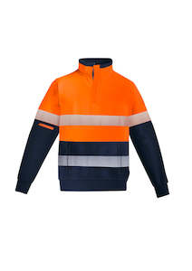 MENS ORANGE FLAME HRC 2 HOOP TAPED 1/4 ZIP BRUSHED FLEECE - ZT150