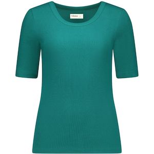 Meme Women's Cotton Ribbed Tee - Dynasty Green