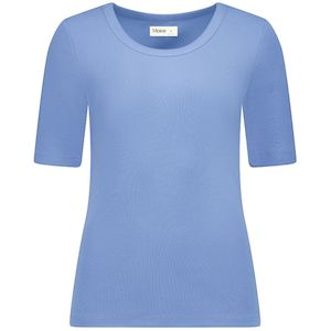 Meme Women's Cotton Ribbed Tee - Pool Blue