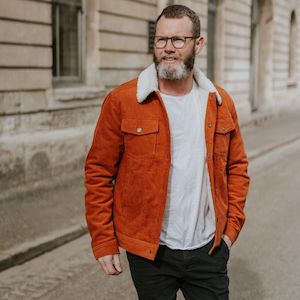 All Mens Clothing: Hammer Men's Cord/Sherpa Jacket - Chestnut/White Sherpa