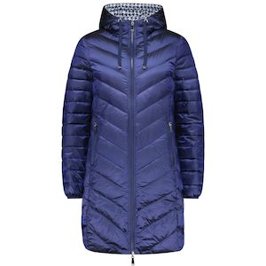 Arnie Women's Reversible 90/10 Down Coat - Moonlight / Navy Houndstooth