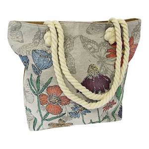 Rope tote bag flowers