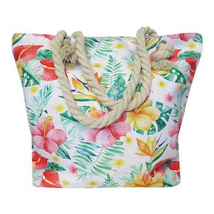 Beach And Summer Fun: Rope tote bag hibiscus