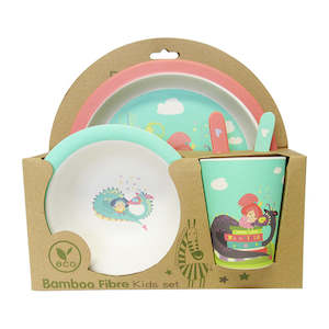 Children: Bamboo round plate set "dragon"