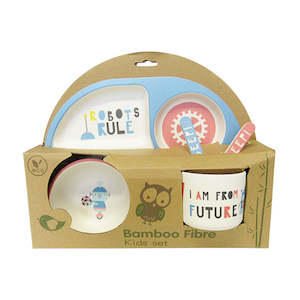 Bamboo plate set for children "robot"