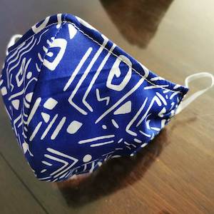 Face mask - blue and white pattern - adult