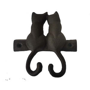 Two cats cast iron hook