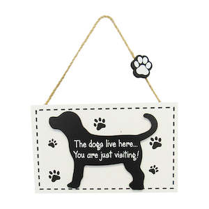 Cats And Dogs: Dog hanger sign Visitor word art sign