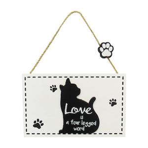 Cat hanger sign Cat Love word art sign