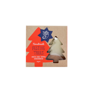 Biscuit manufacturing: Xmas Cookies Gingerbread Festive Tree White Choc Topped 145g 12/CTN