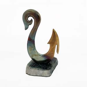 Bronze Koru Hook on Greenstone Base - Green Hue