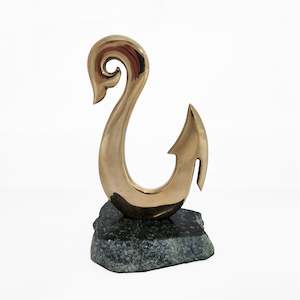 Bronze Koru Hook on Greenstone Base - Polished