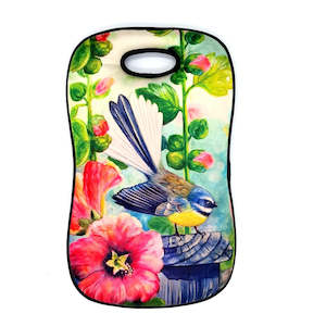 NZ Artwork Garden Kneeler - Fantail on fence post