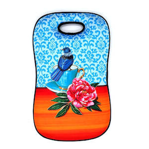 NZ Artwork Garden Kneeler - Tui on teacup