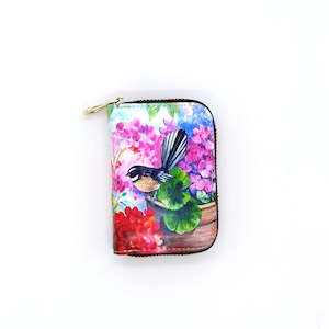 NZ Artwork Card Holder - Fantail on garden pot