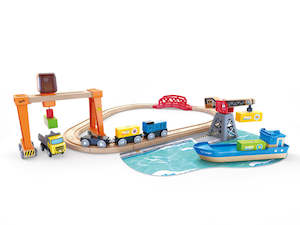 Internet only: Hape Railway Lift & Load Harbour Set