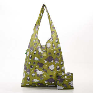 Foldable Shopper - Green Sheep