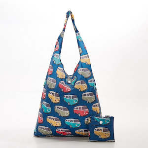 FOLDABLE SHOPPER - TEAL CAMPER VANS