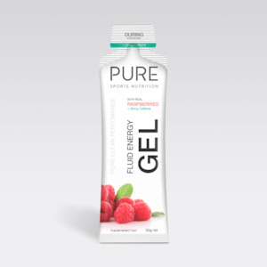 Pure Fluid Energy Gel 50g - Raspberry Caffeine (18 Gels)