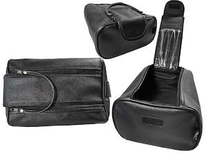 TOILET BAG MENS - PLAIN BLACK - HOLDALL