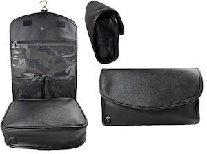 TOILET BAG MENS - PLAIN BLACK - HANGING