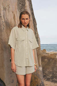 Womenswear: darby shirt / khaki|ecru stripe