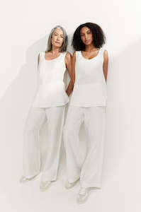 coached pant / white linen