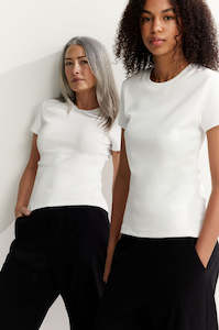 Womenswear: modest rib cap tee / white