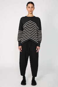 Womenswear: revolver sweater / charcoal|taupe stripe