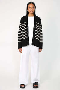 Womenswear: scan cardi / black|neutral stripe