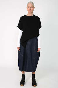 embered denim skirt / dark indigo